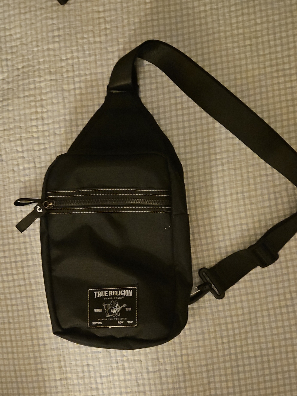 True Religion Black Sling Crossbody Bag for Men